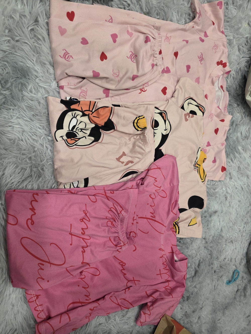 Juicy Couture Girls Pink Minnie Mouse Pajama Tops Set